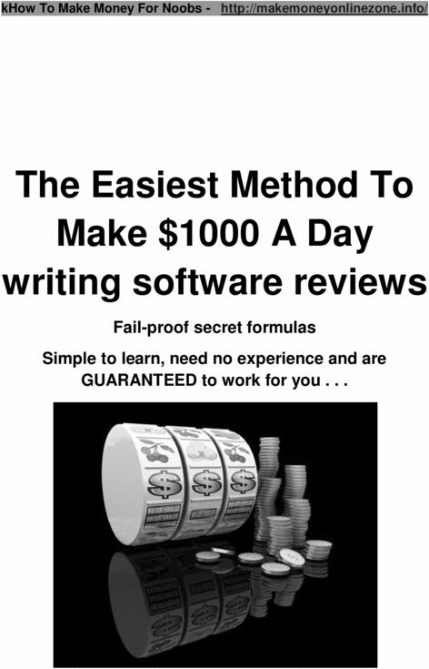 Product picture The Easiest Method To Make $1000 A Day writing reviews